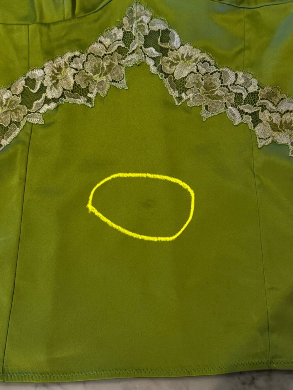 Dolce & Gabbana Lime Green Satin Cream Lace Camisole Top USA 34 XS-S - Picture 11 of 11